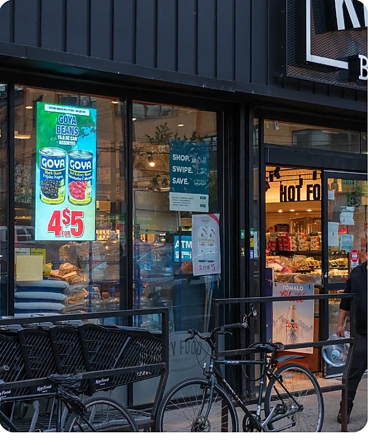 Exterior-facing Grocery Entrance digital screen