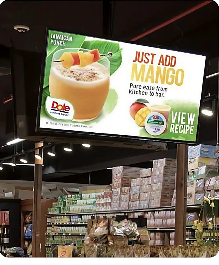 Grocery Interior digital screen at the point of sale